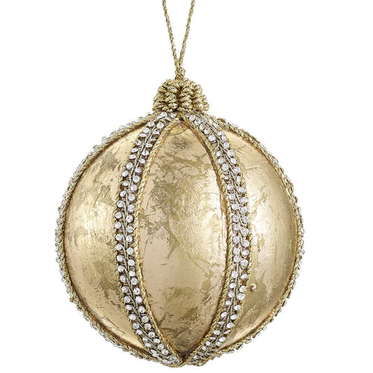 Ornament - 5" Diamond Trim Ball - Gold