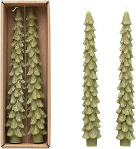 Candle - Tree Shaped Taper - Cedar Green Set of 2 - Findlay Rowe Designs