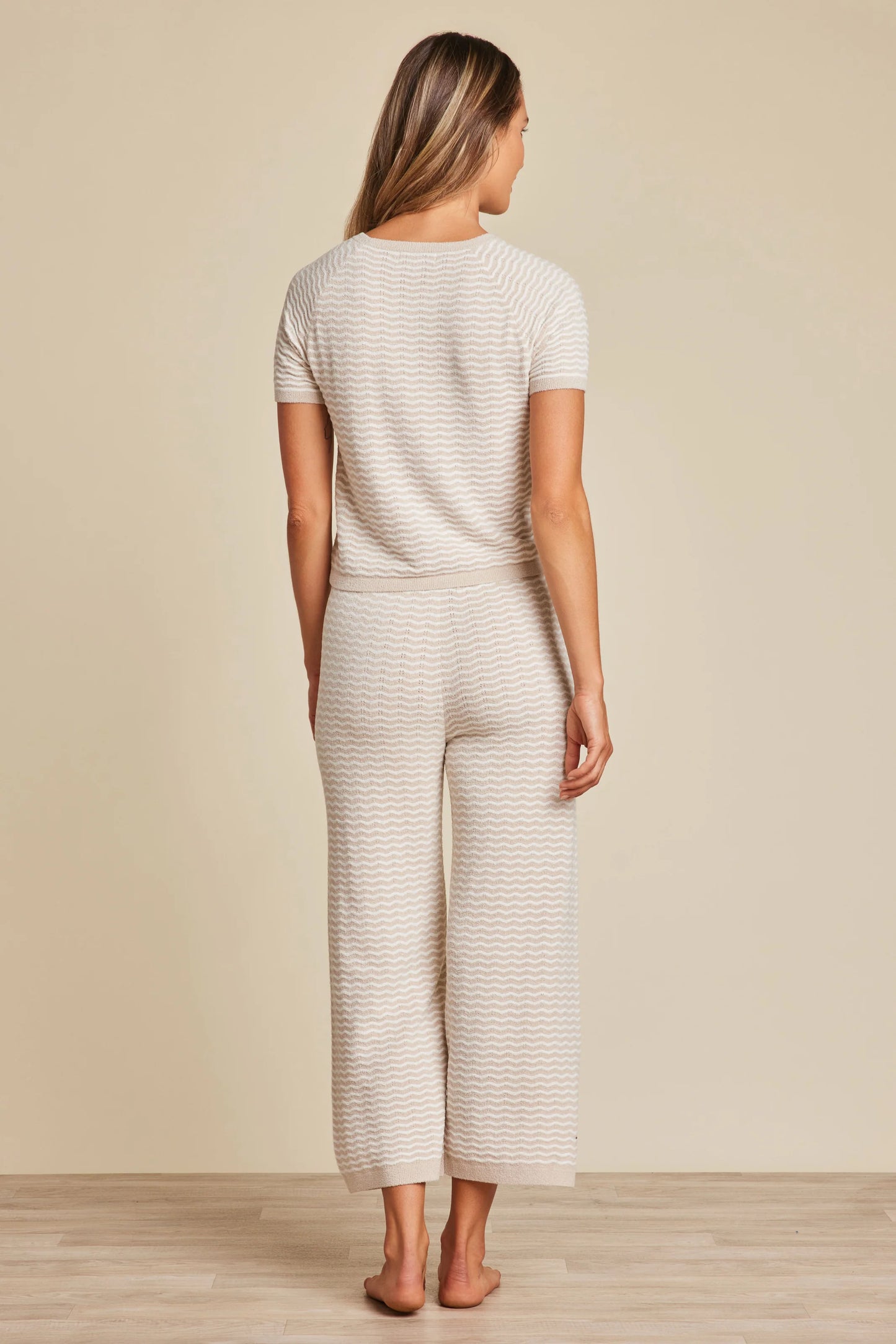 Barefoot Dreams - CozyChic Lite Pointelle Short Sleeve - Stone / Pearl - Findlay Rowe Designs