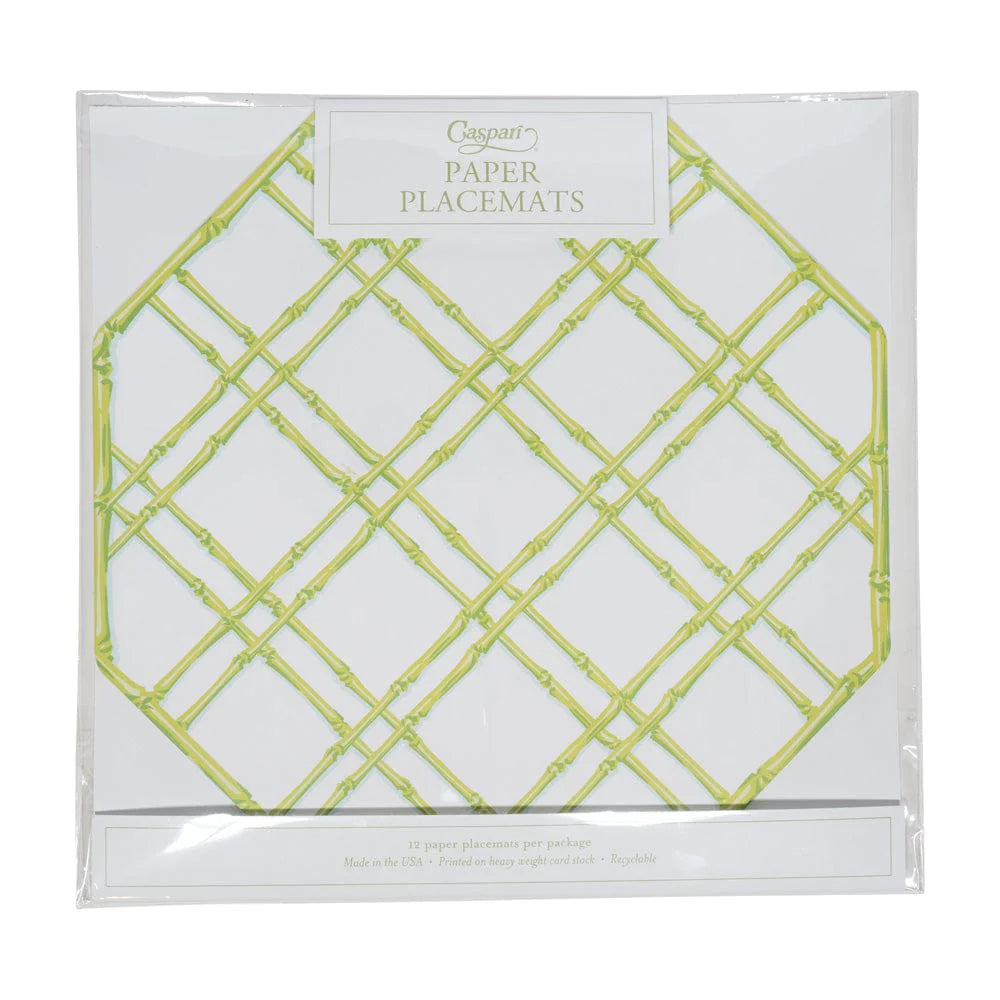 Caspari - Placemat - Bamboo Screen - Moss Green - Findlay Rowe Designs
