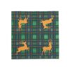 Caspari - Cocktail Napkins - Reindeer Tartan Green