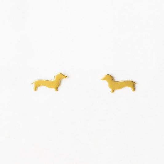 Ink & Alloy - Earrings - Alice Dachshund Post - 18k Brass