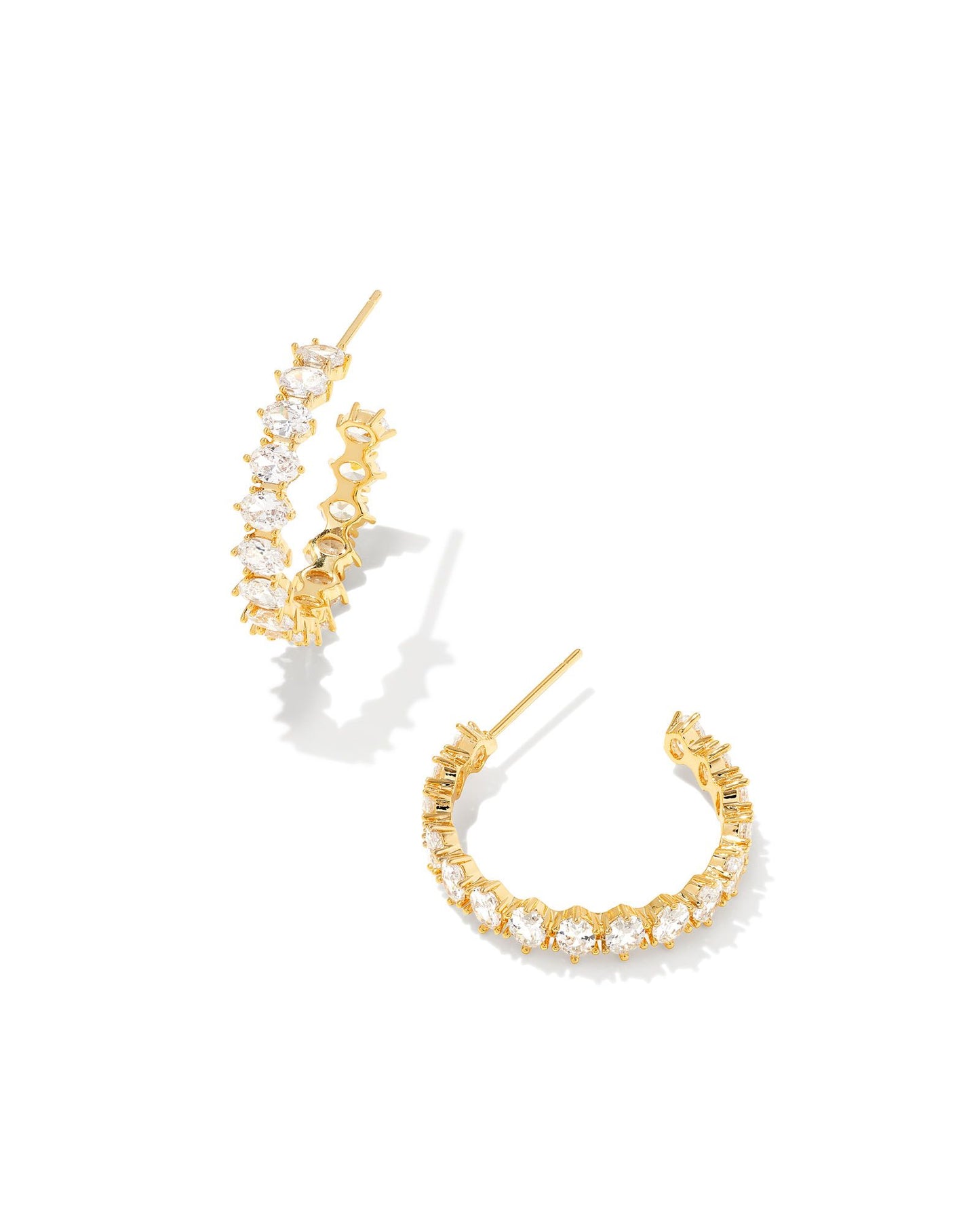 Kendra Scott - Earrings - Cailin Gold Crystal Hoop Earrings in White CZ - Findlay Rowe Designs