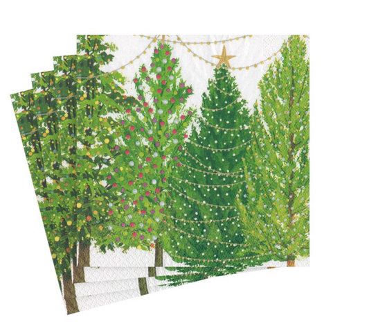 Caspari - Cocktail Napkin - Christmas Trees Lights - Findlay Rowe Designs
