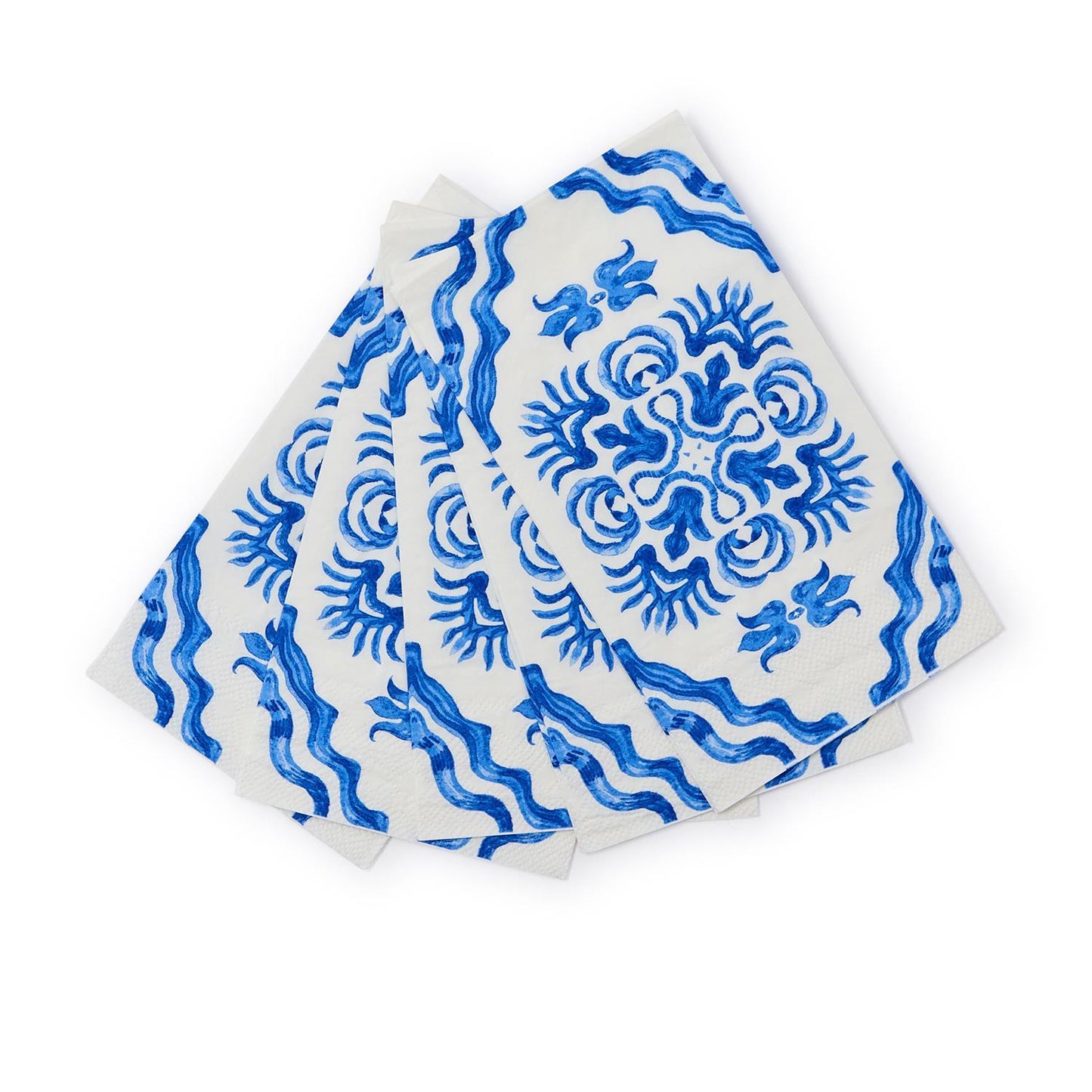 Guest Towel Napkins - Blue Tile Block Print - Findlay Rowe Designs