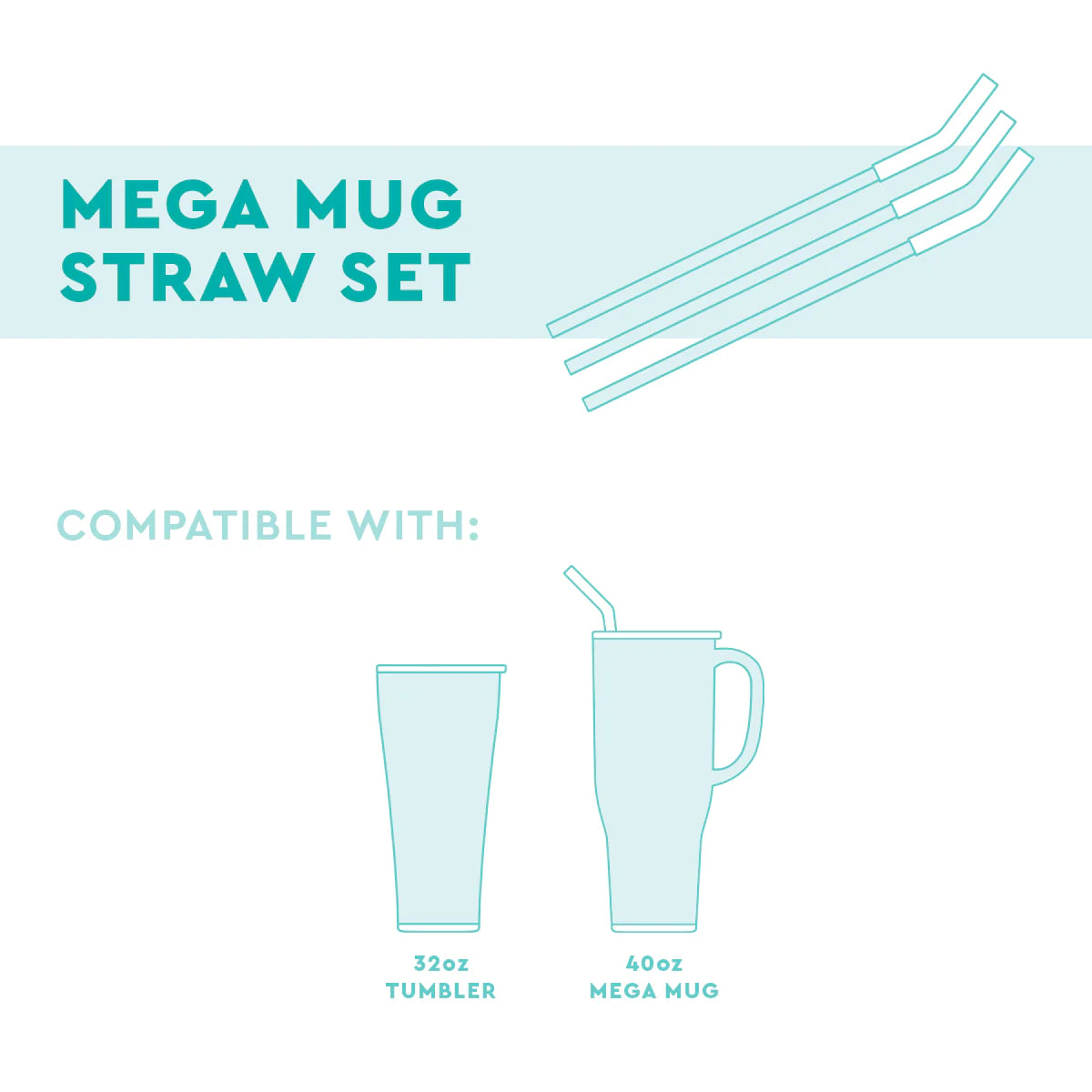 Swig- Blush Coral Hot Pink Reusable Straw Set (40oz Mega Mug)