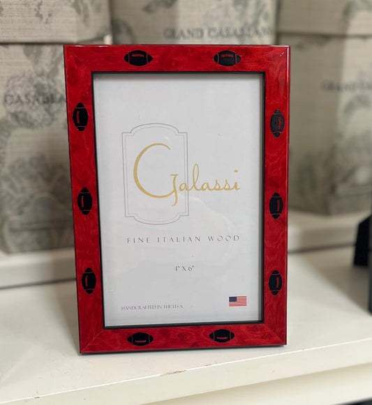 Galassi - Frame - Embossed Burl Wood - 4x6 Red - Black Football - Findlay Rowe Designs
