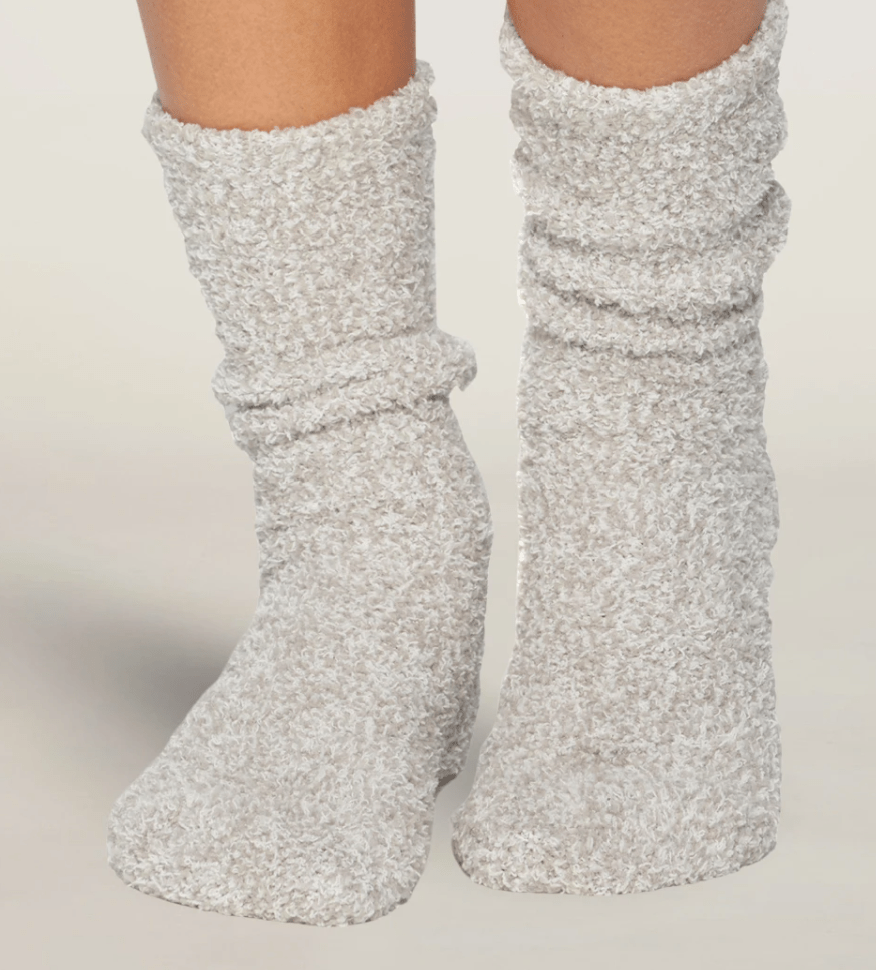Barefoot Dreams - CozyChic® Heathered Women's Socks - Oyster / White - Findlay Rowe Designs