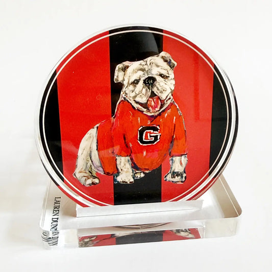 Lauren Dunn - Coaster - Acrylic Game Day - Bulldog - Red - Findlay Rowe Designs
