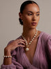 Necklace - Pearl Beaded Collar - Tube Spacers - Gold