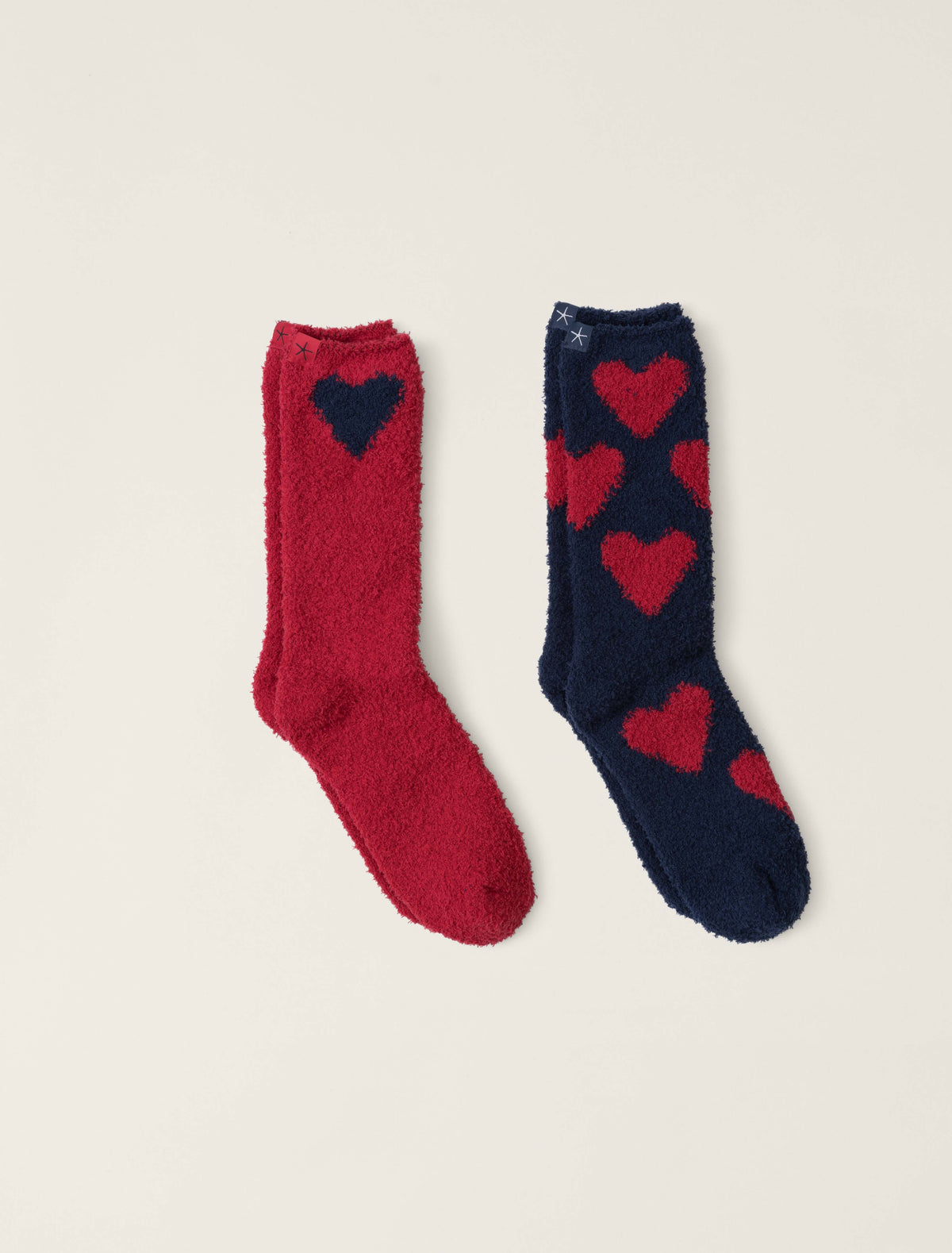 Barefoot Dreams - CozyChic® Heart Print Sock Set - Scarlet