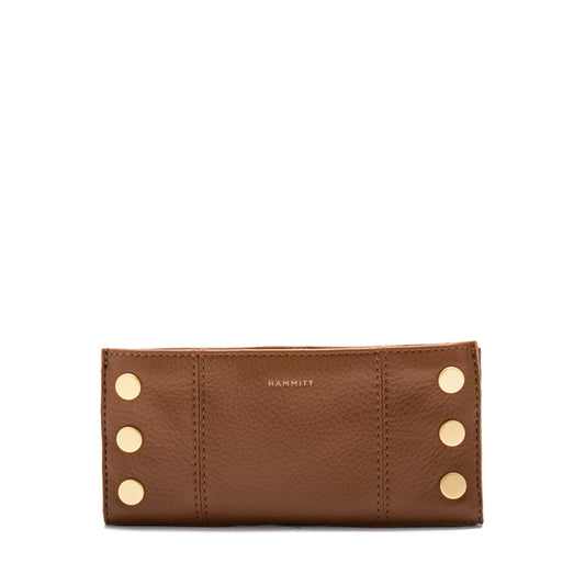 Hammitt - 110 North Wallet - Mahogany Pebble Brushed Gold - Red Zip - Findlay Rowe Designs
