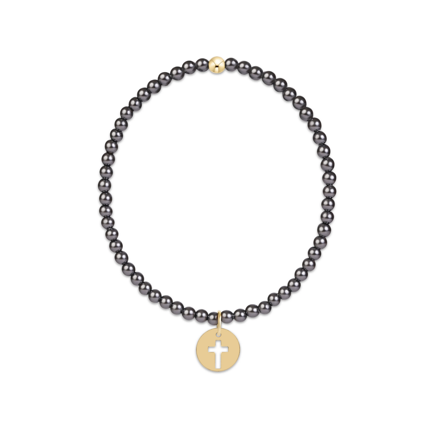Enewton - Classic Pearl Dark Grey 3mm Bracelet - Blessed Gold Disc