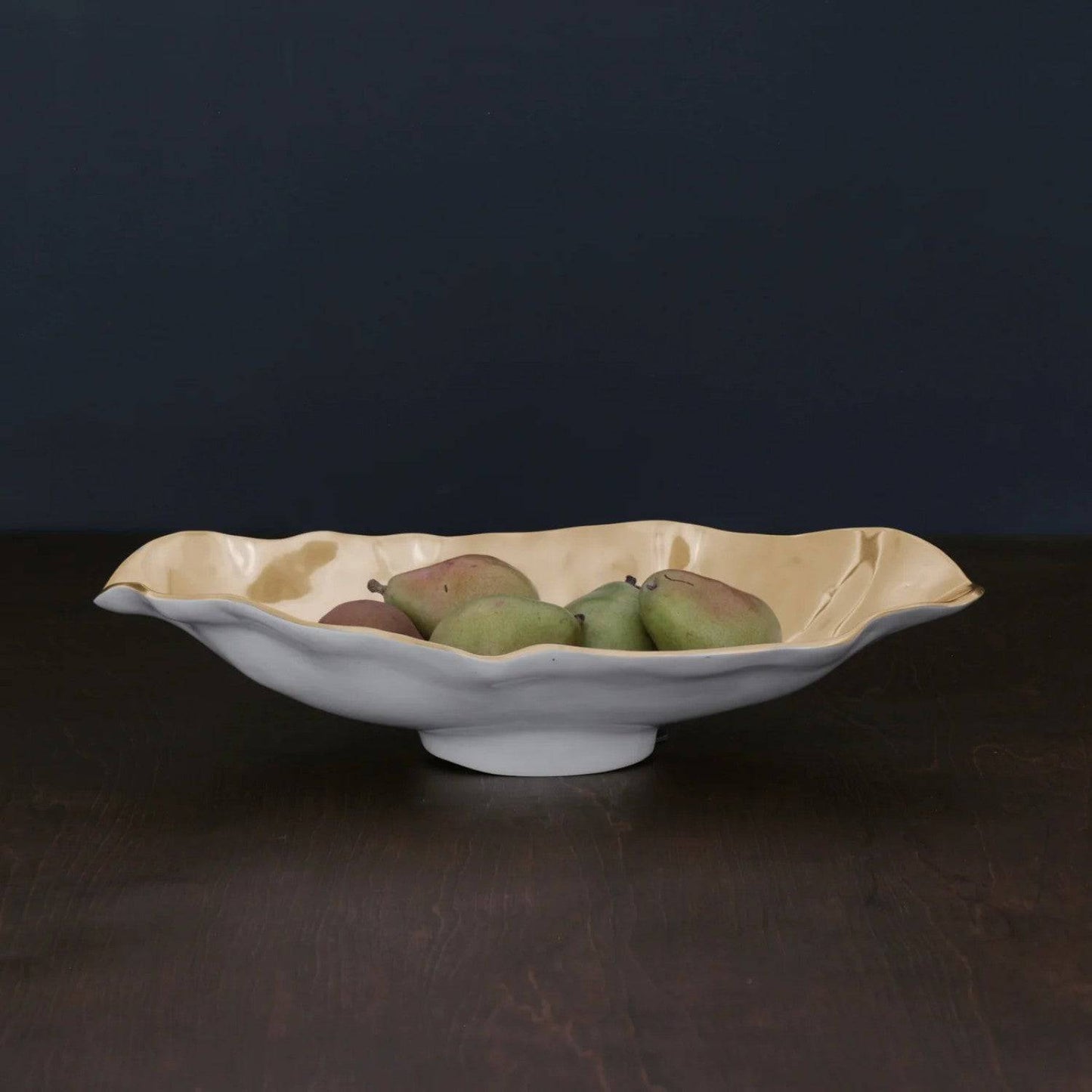Beatriz Ball - THANNI Maia Medium Long Oval Bowl (White and Gold) - Findlay Rowe Designs