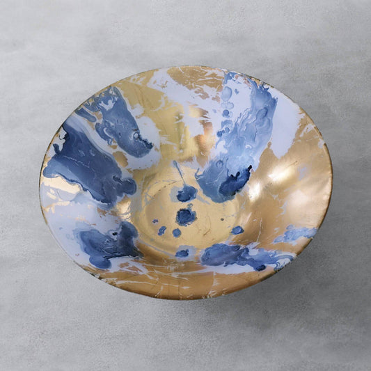 Beatriz Ball - New Orleans - Glass Blue and Gold Marble Extra-Large Centerpiece - Findlay Rowe Designs