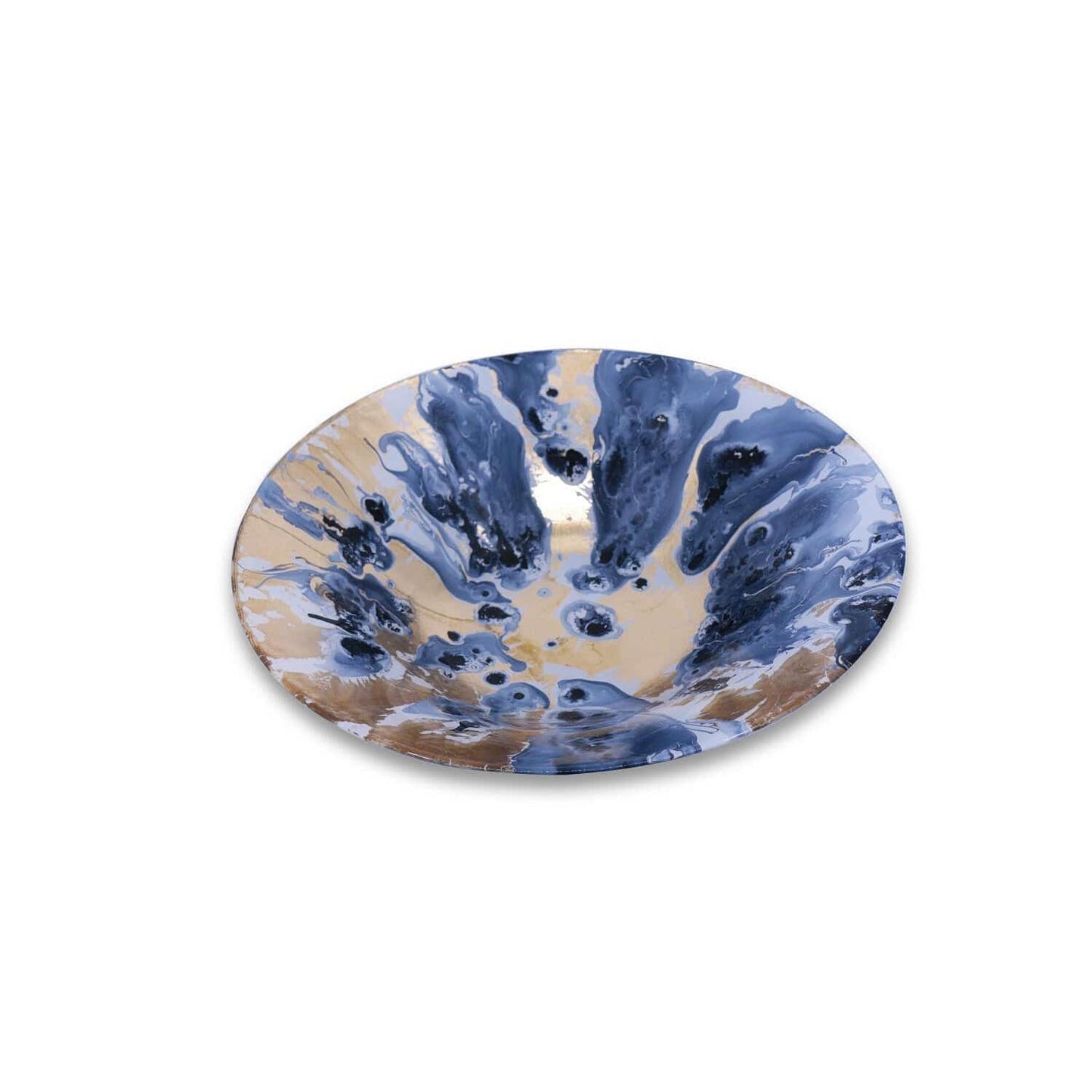 Beatriz Ball - New Orleans - Glass Blue and Gold Marble Extra-Large Centerpiece - Findlay Rowe Designs