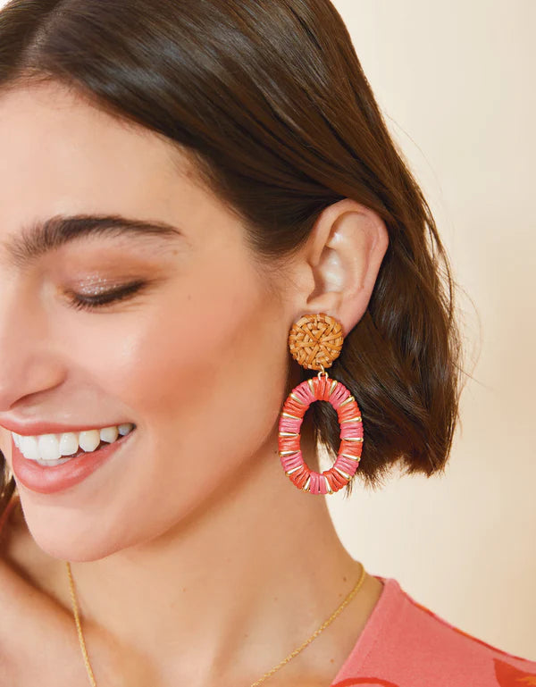 Spartina 449 - Earrings - Straw Oval - Red - Findlay Rowe Designs