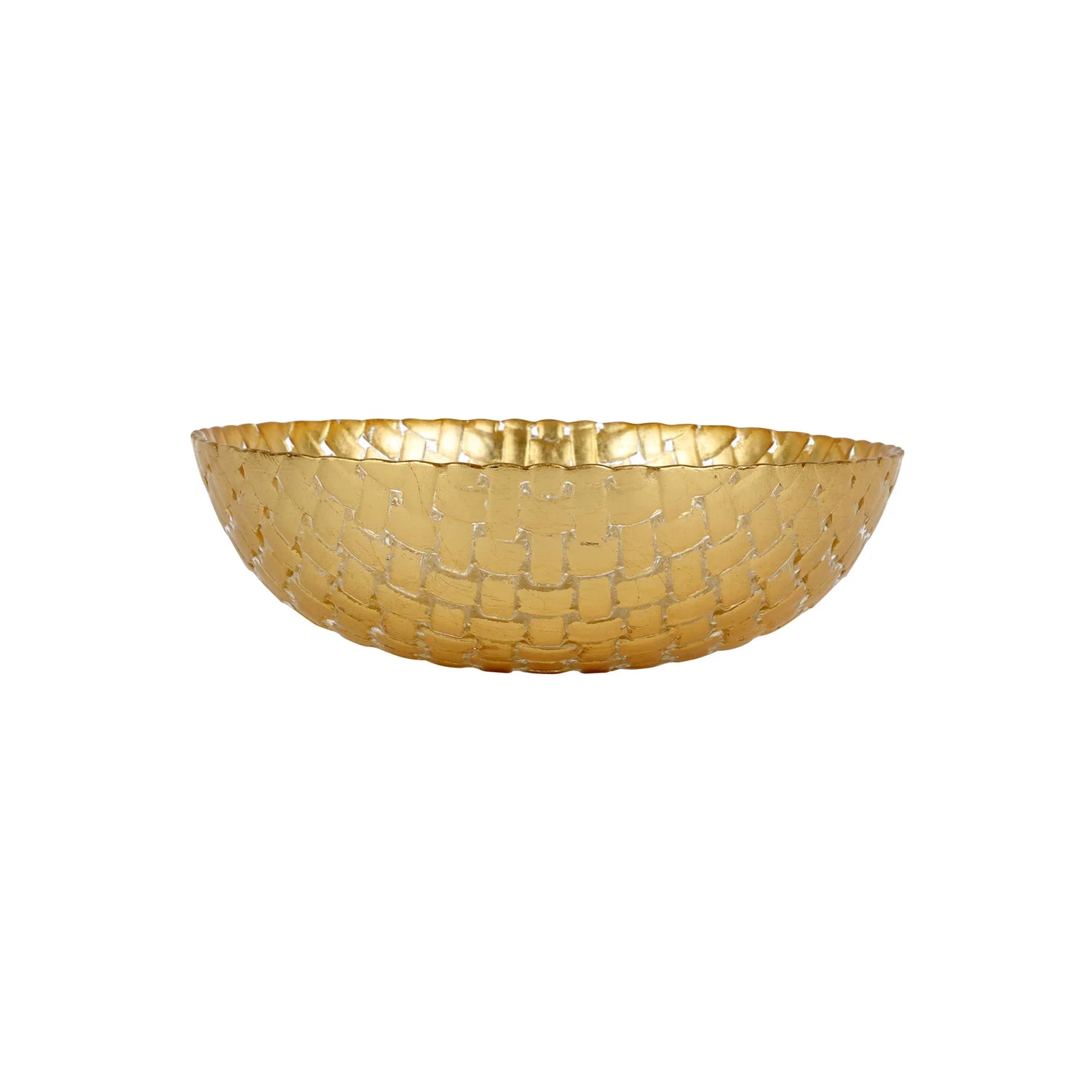 Vietri - Rufolo - Glass Gold Basketweave Small Serving Bowl - Findlay Rowe Designs