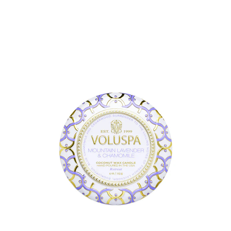 Voluspa - Mini Tin Candle - Mountain Lavender Chamomile - Findlay Rowe Designs