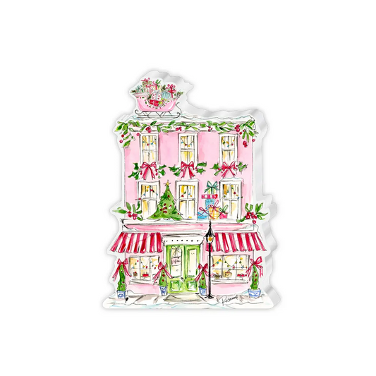 Rosanne Beck - Acrylic Art - Pink Store Snow Village- Large - Findlay Rowe Designs
