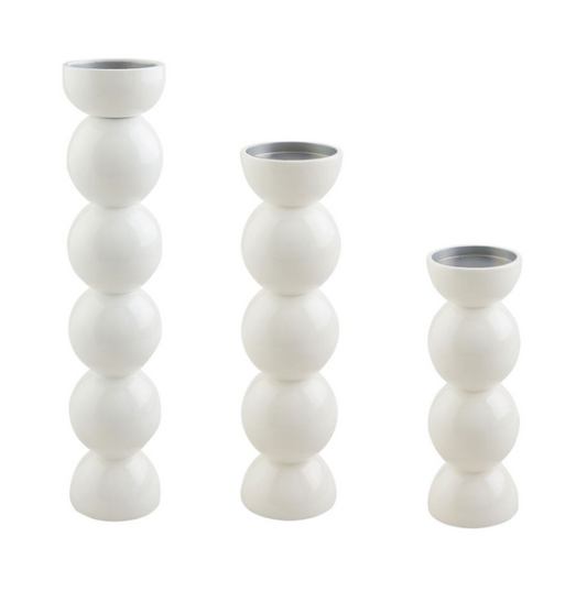 Mud Pie - Candleholder- White Lacquer - Findlay Rowe Designs