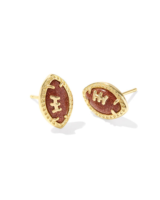 Kendra Scott - Earrings - Football Stud - Gold Orange Goldstone - Findlay Rowe Designs