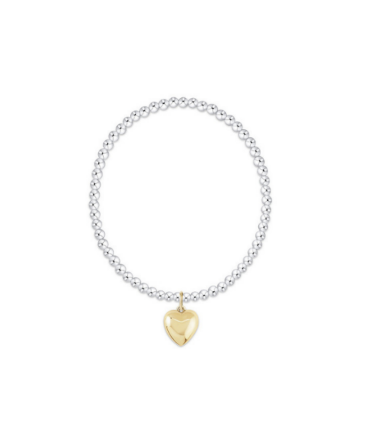 Enewton - Extends - Classic Mixed Metal 3mm Bracelet - Love Plush Gold Charm - Findlay Rowe Designs
