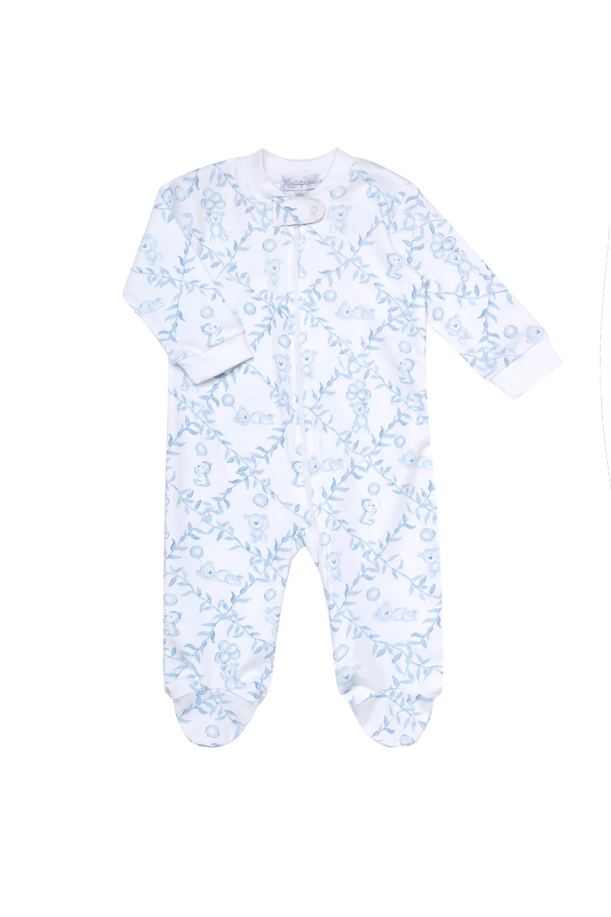 Nellapima - Bears Trellace Zipper Footie - Blue - Findlay Rowe Designs