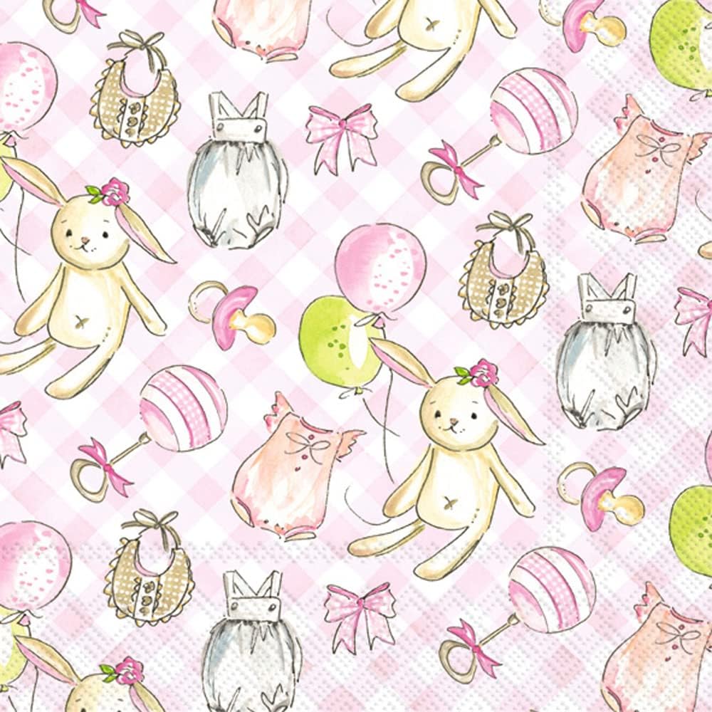 Beverage Napkins - Baby Girl - Pink - Findlay Rowe Designs