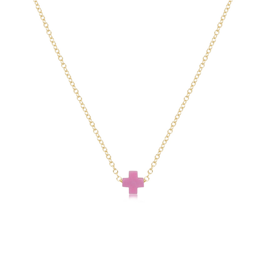 Enewton - EGirl Necklace Gold - Signature Cross Small - Bright Pink