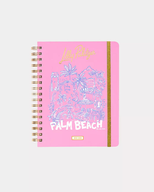 Lilly Pulitzer - 17 Month Large Agenda 2025-2026 - Conch Shell Pink Palm Beach Playground - Findlay Rowe Designs