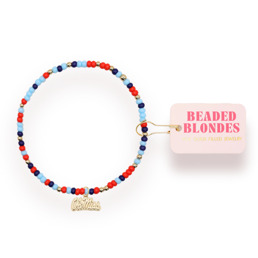 Beaded Blondes - Bracelet - Gold Collegiate Charm - On Color