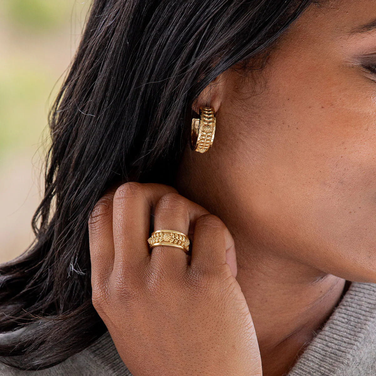 Hoop Earrings - Berry Vine Small - Gold - Findlay Rowe Designs