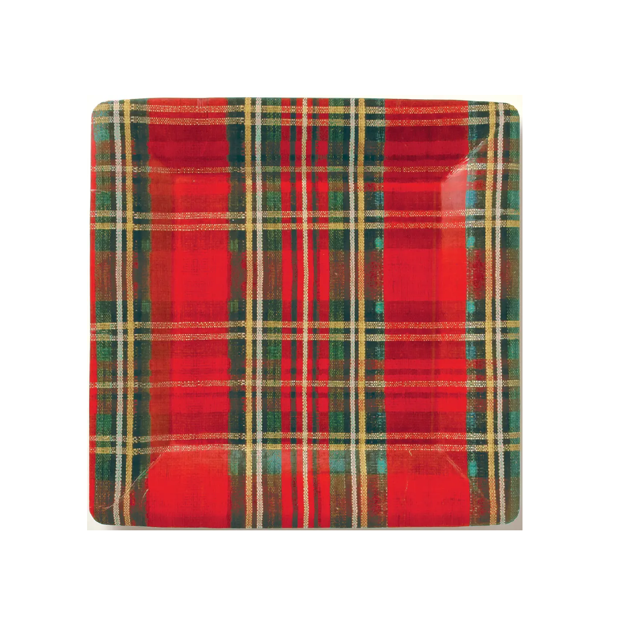 Paper Plate - Salad - Christmas Classic Check Square 7in - Findlay Rowe Designs