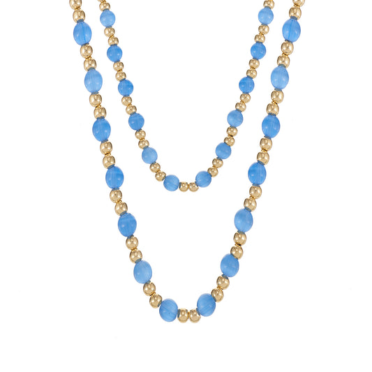 Natalie Wood - Necklace - Adorned Beaded - Blue Chalcedony - Findlay Rowe Designs