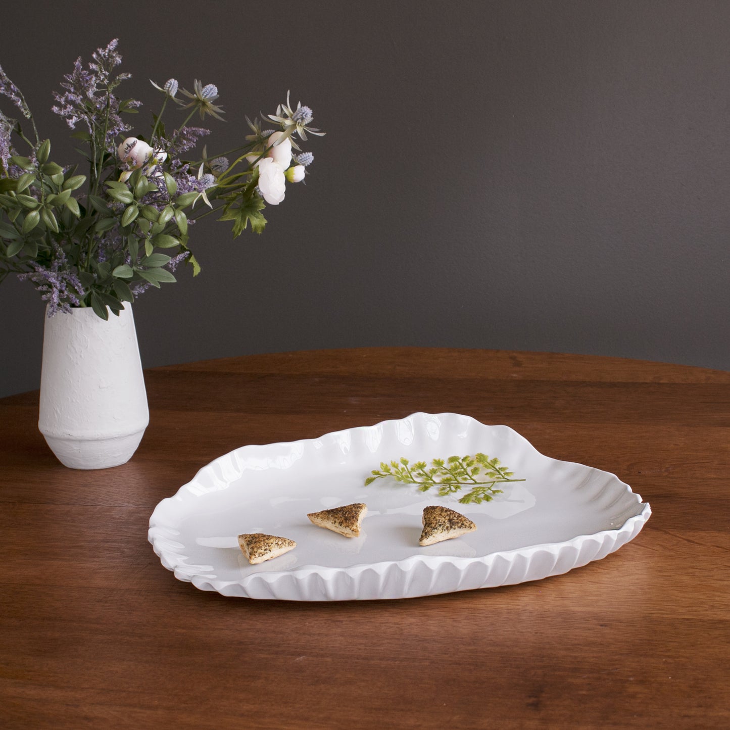 Beatriz Ball - Pinched Large Oval Platter - VIDA Bloom - White - Findlay Rowe Designs