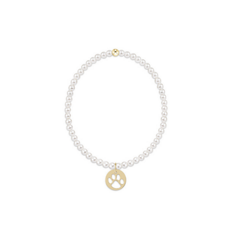 Enewton - Egirl - Classic Pearl 3mm Bracelet - Paw Print Gold Charm - Findlay Rowe Designs