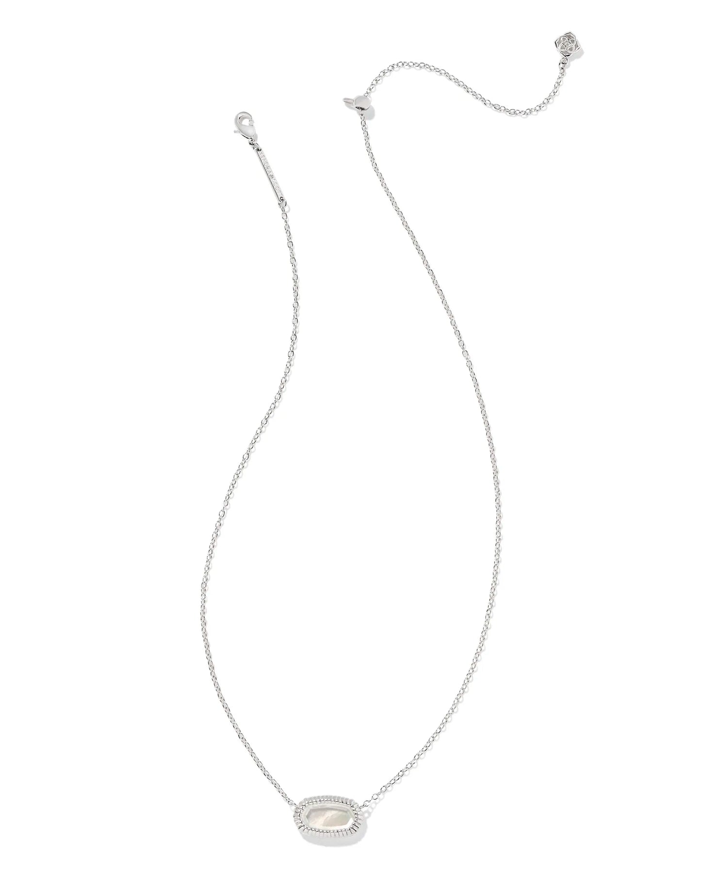 Kendra Scott -Elisa Silver Ridge Frame Short Pendant Necklace in Ivory Mother-of-Pearl - Findlay Rowe Designs