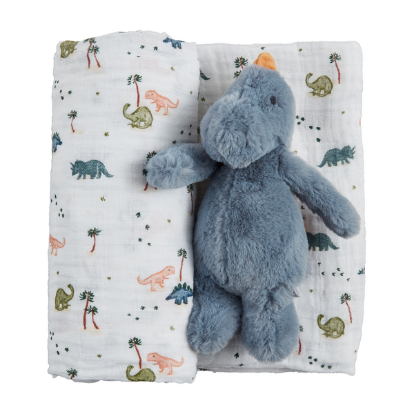 Mud Pie - Baby - Dino Swaddle And Rattle Set - Findlay Rowe Designs
