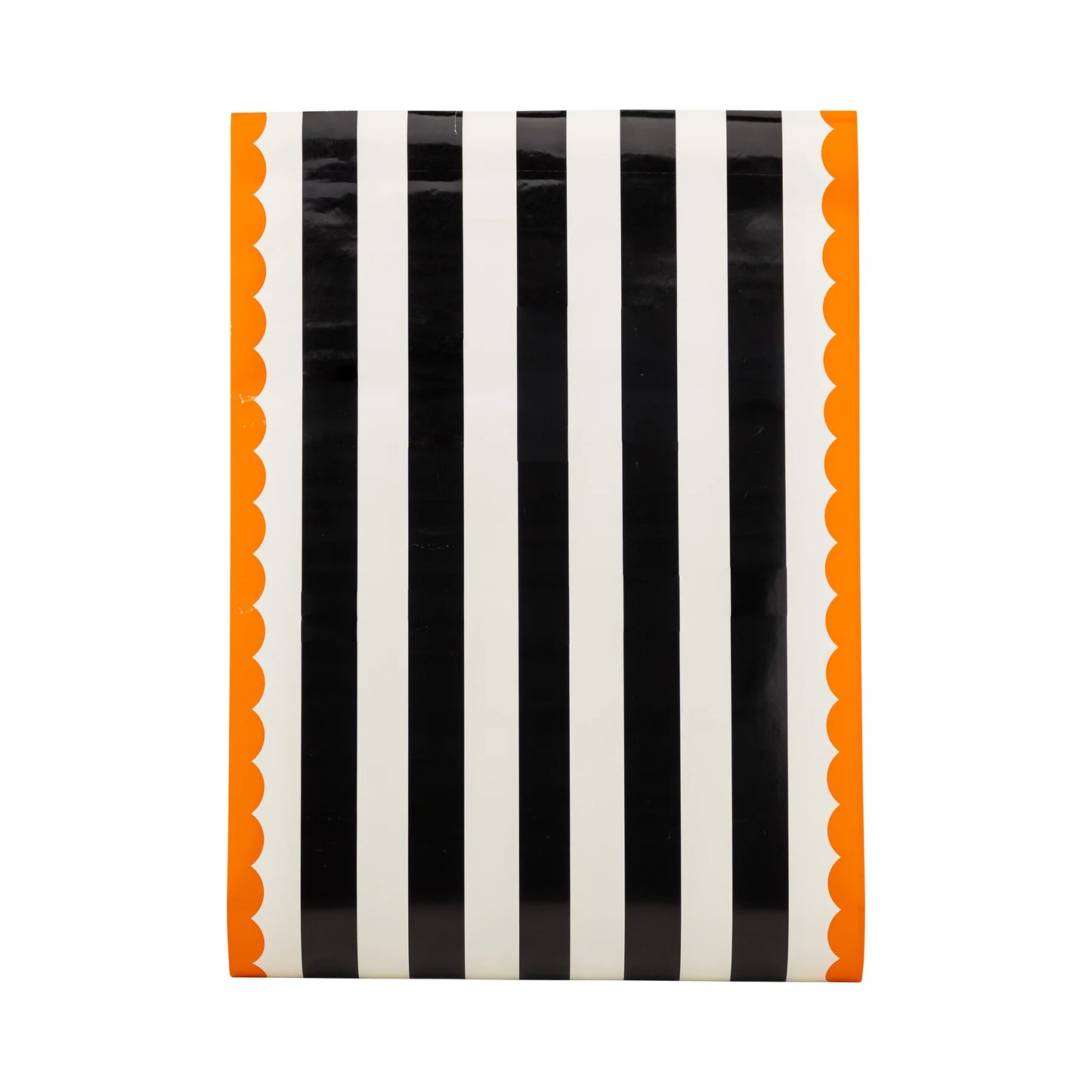 Table Runner - Black White Stripes Orange Border