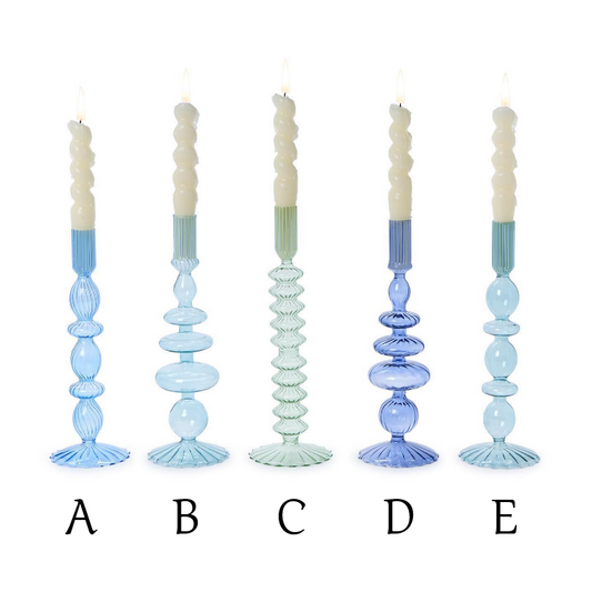 Candle - Glass Taper Candleholders - Shades of Blue - Findlay Rowe Designs