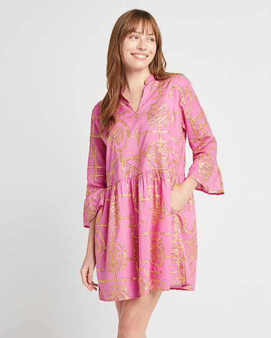 Jude Connally- Faith Dress Bamboo Lattice Flamingo Pink