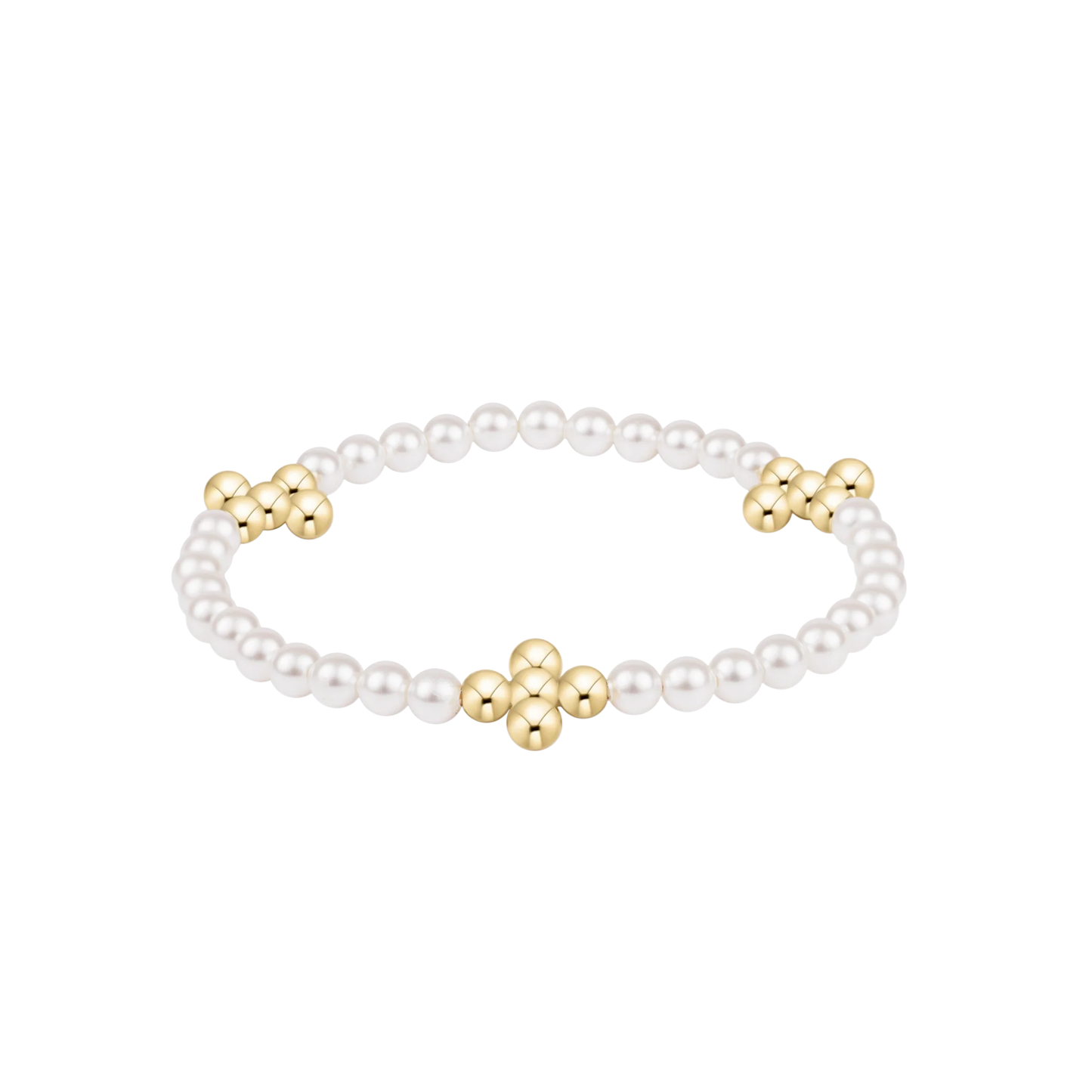 Enewton - Beaded 4mm Gold Signature Cross 4mm Pearl Bracelet - Findlay Rowe Designs
