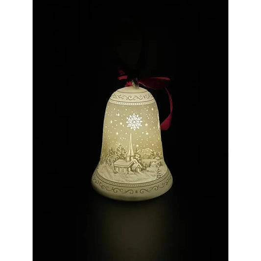 Ornament - Village Scene with Angel Bell LED