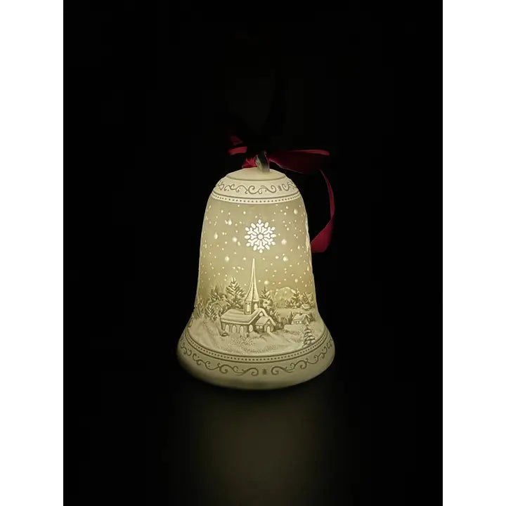 Ornament - Village Scene with Angel Bell LED