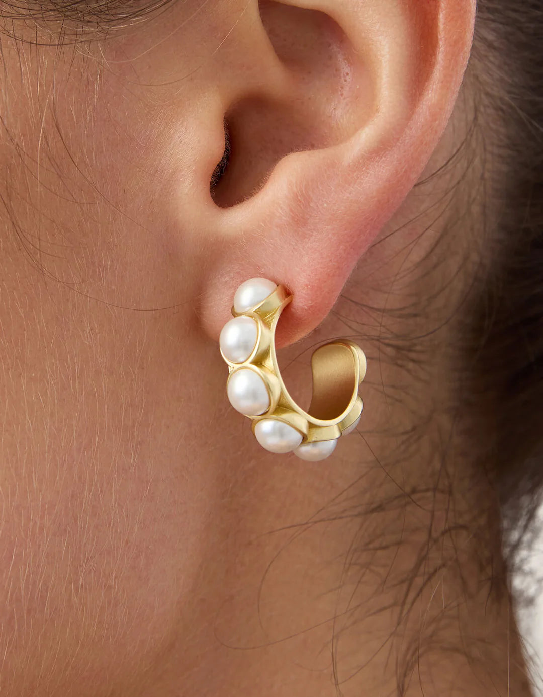 Spartina - Earrings - Anna Petite Hoop - Pearl - Findlay Rowe Designs