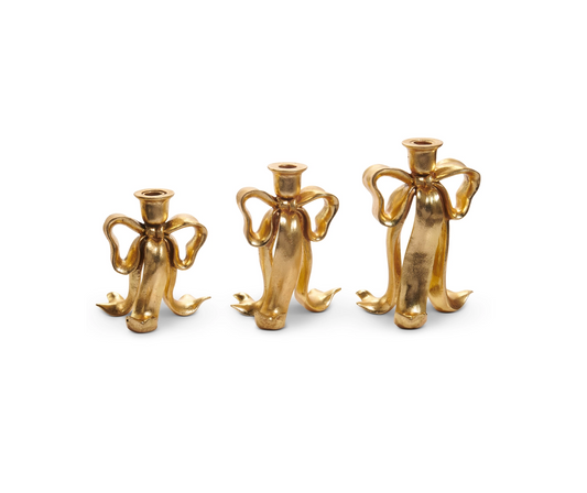 Taper Candleholder - Bow - Gold