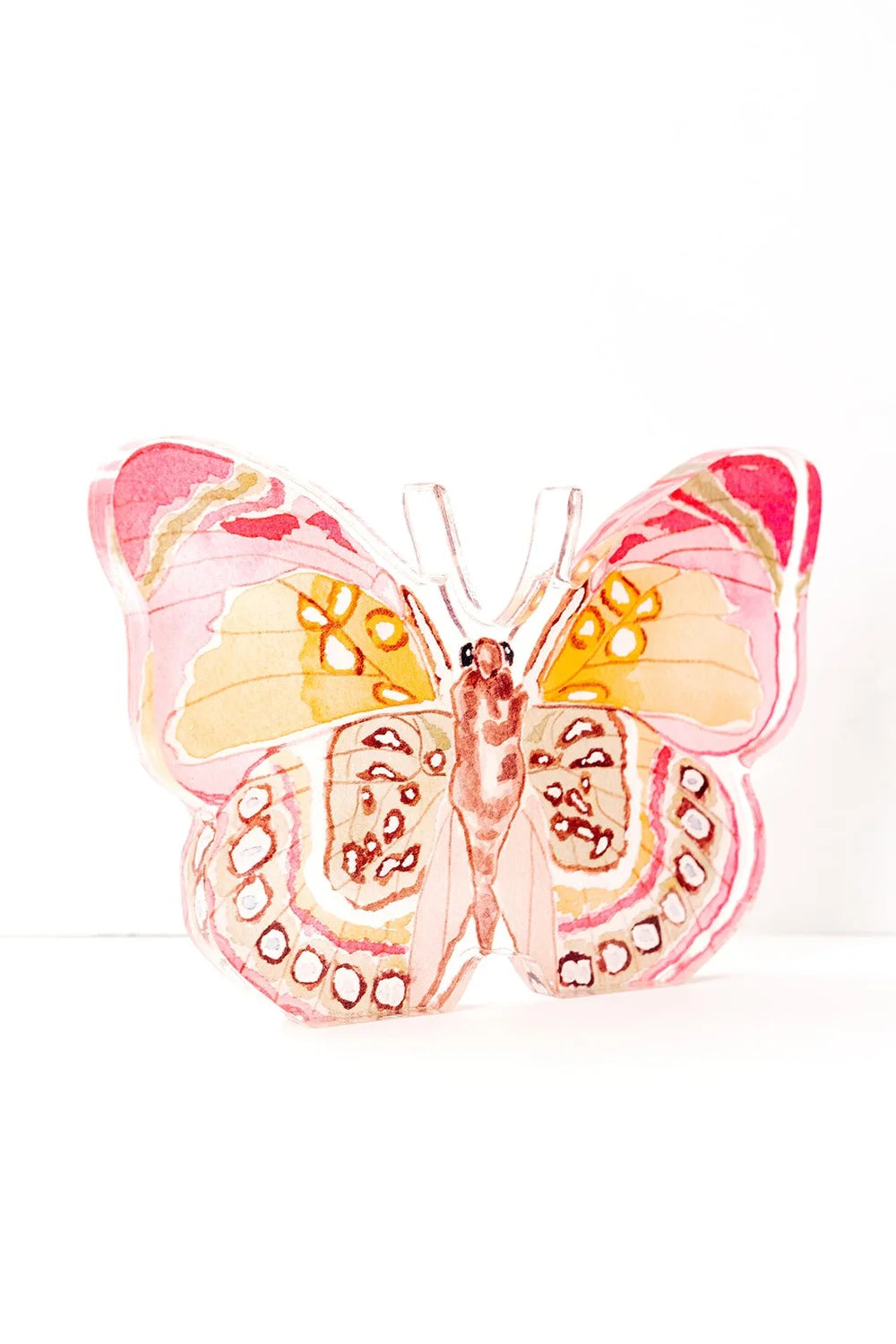 Catherine Cartie - Acrylic Art Block - Butterfly - Pink and Green - Large - Findlay Rowe Designs