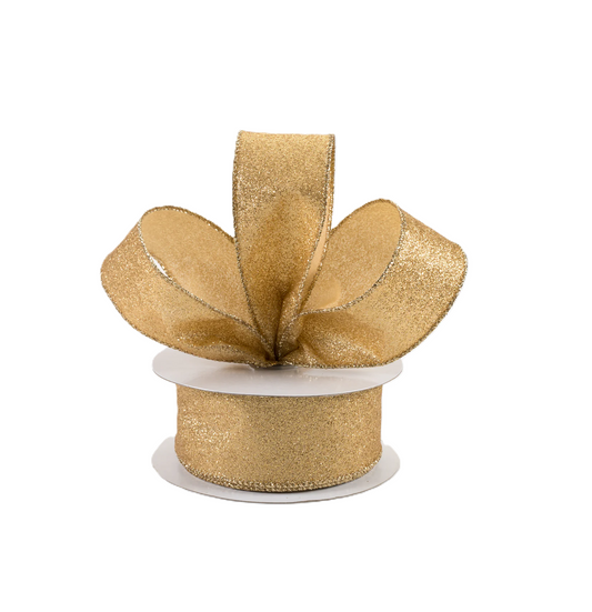 A&B Floral - Ribbon - 1.5in Shimmer Glitter Gold
