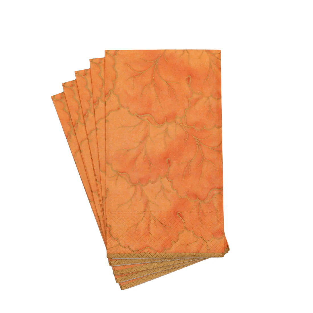 Caspari - Guest Towel Napkins - Gilded Majolica Coral
